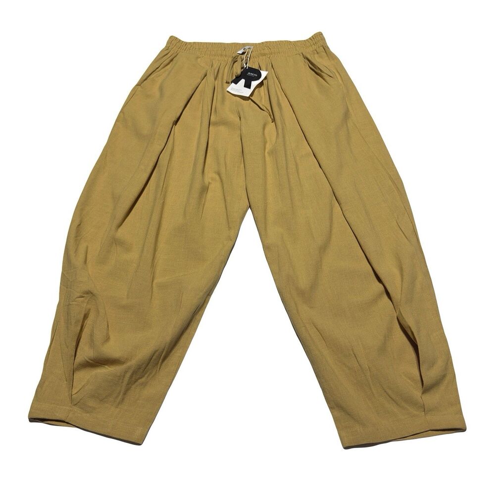 Runcati Mens Harem Pants Drawstring Elastic Waist Pleated Trousers Yoga M NWT